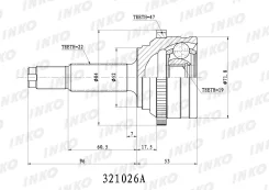 ���� ������� 22/19 ABS 47 �������� ������ ����� ��� Chevrolet AVEO, Chevrolet Kalos inko 321026a 321026A ����