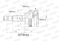 ���� ������� 23/19 ABS 43 �������� ��� Suzuki Ignis 1.3, Suzuki TWIN 03-05, Suzuki KEI Hatchback inko 327044a 327044A ����