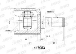 ���� ����������25 22 ABS �������� ����� ��� Hyundai Accent inko 417053 417053 ����