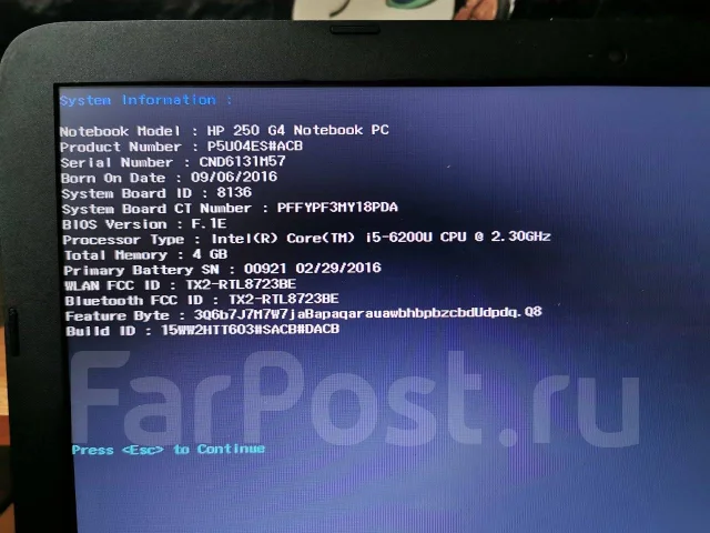 HP 250 G4. 15.6", 2,3����, ��� 4 ��, ���� 1 000���, WiFi: 1, Bluetooth: 1, ����������� �� 6��. ����
