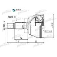���� �������� 22X53.2X32 Chery Amulet (A15) 06- Patron PCV1716 PCV1716 ����