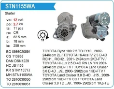 ������� Toyota 1KZ 1KD ������� 11T 2.7KW MH Motorherz STN1155WA ����