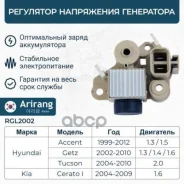 ��������� ���������� ���������� Hyundai (Accent 99-/Elantra 00-/Getz 02-/Tucson 04-), Kia (Cerato 04 Arirang ���. RGL2002 RGL2002 ����