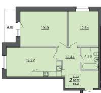 2-���������, �������� �������� 3 ���. 1. �����������, ����������, 68,9���.��., 4/20 ���� ����� � IV ��. 2028 ����