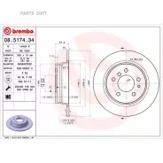 ���� ��������� ����. BMW 5 (E34) 12/87-11/95 / BMW 5 Touring (E34) 11/91-01/97 Brembo 08517434 - 08517434 ����