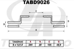 ���� ��������� 43512-26190 (FR) Hiace/Regiusace TRH220/221/22, ������ �������� TABD9026 ����