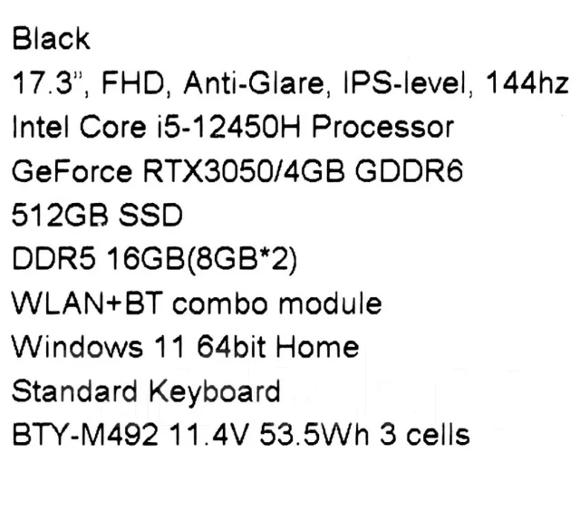 MSI Katana 17 B12UCR. 17.3", 2,5����, ��� 16 ��, ���� 512���, WiFi: 1, Bluetooth: 1, ����������� �� 3��. ����