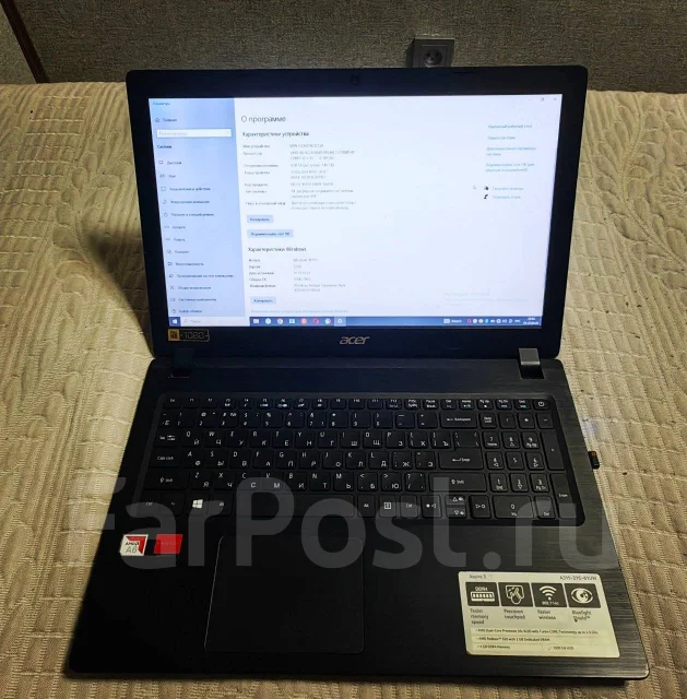 Acer Aspire 3 A315-21. 15.6", 1,6����, ��� 4 ��, ���� 256���, WiFi: 1, Bluetooth: 1 ����