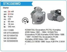 ������� Komatsu Excavators PC75U Komatsu 4D95 Nikko 1991 -, 24V, 9T Motorherz STK3385WD ����
