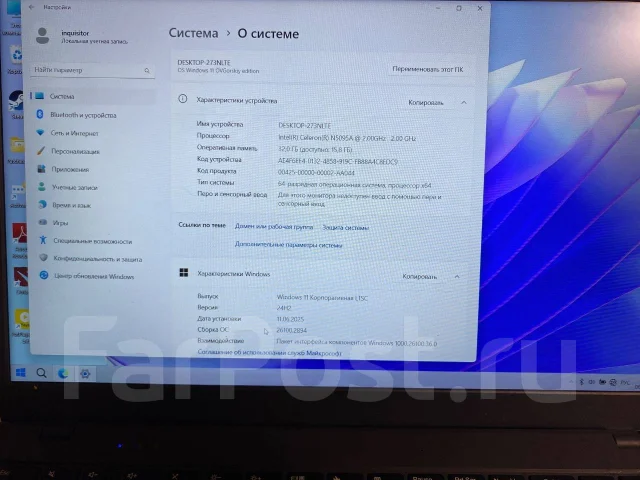 Intel. 15.6", 2����, ��� 32 ��, ���� 128���, WiFi: 1, Bluetooth: 1, ����������� �� 5��. ����