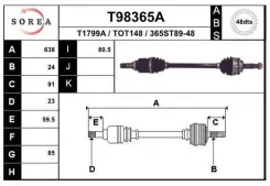 ��������� ��� (� ABS) toyota Yaris (_P1_) / ECHO (_P1_) EAI T98365A T98365A ����