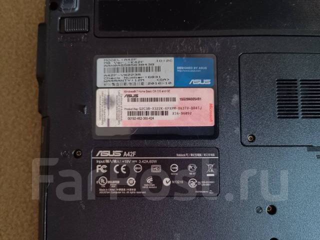 Asus A42F. 14", 2����, ��� 4 ��, ���� 128���, WiFi: 1, Bluetooth: 1, ����������� �� 1��. ����