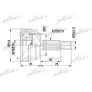 ���� ������ �-�� 22x53x30 VW: GOLF II, Jetta II 8.83-, Vento 1.4-1.6 11.91- Patron PCV1021 PCV1021 ����