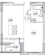 1-���������, ����� ������ 14/2. ����������, 44,3���.��. ����� � I ��. 2027 ����