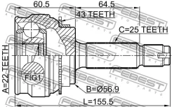���� �������� 22x56.9x25 Febest 0410CSA43 0410CSA43 ����