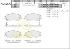 ������� ��������� �������� Toyota Avensis (������� ��������, �������� �������� ��������� ������� �������� ���) AC1120C Anchi AC1120C ����