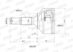 ���� ������� 21, 21 �������� ������ ����� ��� Renault Master II, Citroen C3, OPEL Movano INKO 305103 305103 ����
