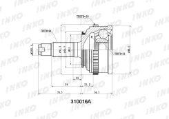 ���� ������� 26/32 ABS 50 �������� ������ ����� ��� Honda Civic, Honda Integra, Honda Domani inko 310016a 310016A ����