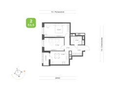 2-���������, ����� �������� 4/1. ������, ����������, 53,5���.��., 21/23 ���� ����� � IV ��. 2026 ����