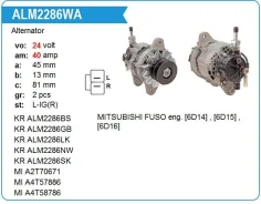 ��������� Mitsubishi FUSO, 6D14,6D15,6D16, 24V,40A MH Motorherz ALM2286WA ����