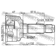 ���� �������� 26X47X24 Febest 0110-075 Febest 0110075 0110075 ����