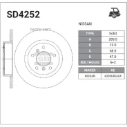 ���� ��������� Nissan Qashqai J11 13- R ����. Sangsin Brake SD4252 Sangsin Brake SD4252 SD4252 ����