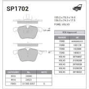 ������� ���������, �������� FORD S-MAX (WS) (2006- ), Volvo S80 II (2006- )/ V70 III (2007- )/ XC70 II (2007- ) Sangsin Brake SP1702 Sangsin Brake SP1...
