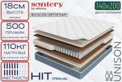 Sontery Prime Hit by Askona - ������ 1400�2000�180�� ����/�������. � ������������ ���������, (�) 140���, (�) 200���, (�) 18��� ����