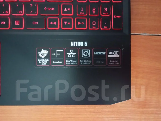 Acer Nitro 5. 15.6", 2,5����, ��� 8 ��, ���� 256���, WiFi: 1, Bluetooth: 1, ����������� �� 8��. ����