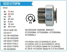������� �������� Hyundai IX35 Elantra Genesis 11- Santa FE 09- Sonata 09- KIA Magentis Carens 06- Optima 11- Sorento R 09- Cerato 08- Krauf SDD1770PN...