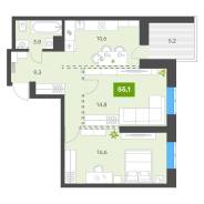2-���������, ����� ������������ 2-� 25. ���������, ����������, 55,1���.��., 21/24 ���� ����