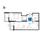 1-���������, ����� ����������� 28/1. ����������, 59,3���.��., 1/9 ���� ����� � III ��. 2026 ����