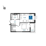 1-���������, ����� ����������� 28/1. ����������, 44,8���.��., 9/9 ���� ����� � III ��. 2026 ����
