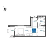 1-���������, ����� ����������� 28/1. ����������, 38,8���.��., 9/9 ���� ����� � III ��. 2026. ���� �������� ����