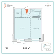 1-���������, �����, ����� ��������� 12/2. ����������, 34,7���.��., 5/8 ���� ����� � IV ��. 2027 ����