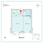 1-���������, �����, ����� ��������� 12/2. ����������, 35���.��., 5/8 ���� ����� � IV ��. 2027 ����