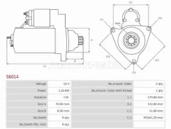 ������� Toyota Caldina (T190) 96-97 / Corolla 91-02 (1,2 kW/ Z=9/ (Denso S6014 S6014 ����