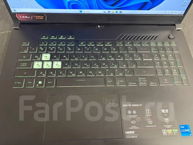 Asus TUF Gaming F17. 17.3", 4,5����, ��� 16 ��, ���� 512���, WiFi: 1, Bluetooth: 1, ����������� �� 4��. ����