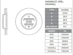 ���� ��������� Chevrolet Cruze/OPEL Astra J R15 09- �������� D 276��. SD3031 SD3031 ����