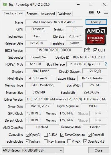 Radeon RX 580 ����