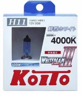 ����� H11 Koito Whutebeam III 12V 55W 4000K ������ [ PGJ19-2 ] (���� 100W) �-� 2�� Koito P0750W P0750W ����