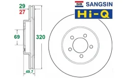 ���� ���������, �������� [320�� x 50��] Hyundai Santa Fe TM (��. VIN -����� Korea) 2018-2020��. Sangsin (����� Hi-Q) SD1162 SD1162 ����