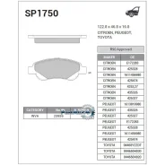 ������� ��������� Citroen C1/Peugeot 107/Toyota AYGO 1.0/1.4D 05- �������� Sangsin Brake SP1750 SP1750 ����