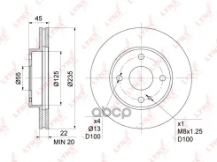 ���� ��������� ������������� (235x22) | ����� | Mazda Demio(DW) 1.3-1.5 98-03 / 323 IV-VI 1.6-1.8 90-04 LYNXauto ���. BN1067 BN1067 ����