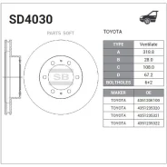 ����. ���� ���. ����. [319x28] 6 ���. Toyota 4 Runner 08/02-08/09/ Hilux 08/04-08/09/ Land Cruiser 01/06- Sangsin Brake SD4030 SD4030 ����