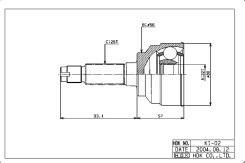 ���� �������� /�������� ������ /����� HDK ��� Kia Sephia 1999 Spectra 1991; 22*56*26; KI002; OK25425400 HDK KI002 ����