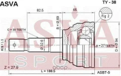 ���� �������� TO-38, 43460-39065, 27*69*30, JCT-0057, Asva (C / 38 / 46) ���������� TY38 ����