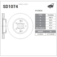 ���� ��������� KIA Ceed, Hyundai i30 1.4-2.0/1.6 CRDi 06 SD1074 Sangsin Brake SD1074 SD1074 ����