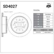���� ��������� Lexus GX, Toyota Land Cruiser Prado 2.7-4.6i/D-4D 09 SD4027 Sangsin Brake SD4027 SD4027 ����