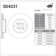 ���� ��������� Nissan Almera/Primera 1.5-2.2D 98 SD4231 Sangsin Brake SD4231 SD4231 ����